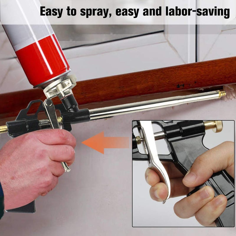 Picowe 2 Pack Foam Gun, Picowe Foaming Gun Pu Expanding Caulking Gun Metal Body Pro Heavy Duty PU Spray Foam Gun Grade Expanding Spray Application Applicator - Image 4